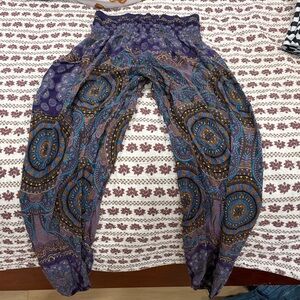 Free People Purple Paisley Wide Leg Harem Pants